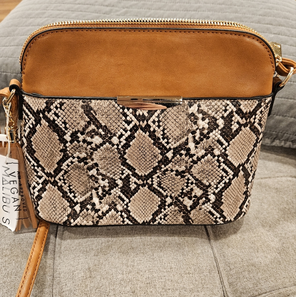 Malibu Skye crossbody snakeskin and brown